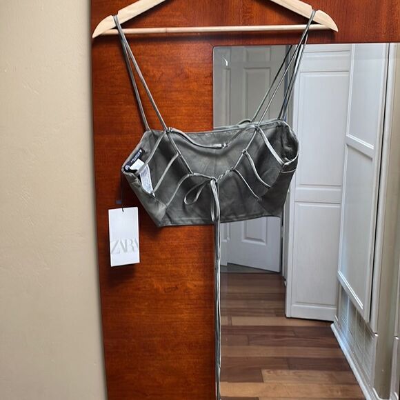 NWT ZARA Silky Crop Top Medium - Picture 7 of 8